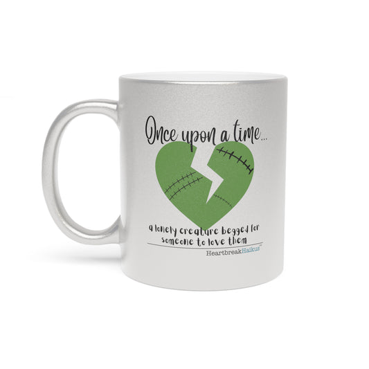 A Lonely Creature Begged Frankenstein Haiku - Silver/Gold Coffee Mug