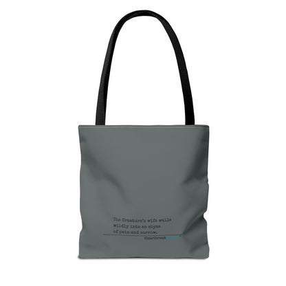 The Creature's Wife Wails Wildly Frankenstein Haiku - Tote Bag (dual-sided print in Slate Grey) - Frankenstein 2025 Makeover