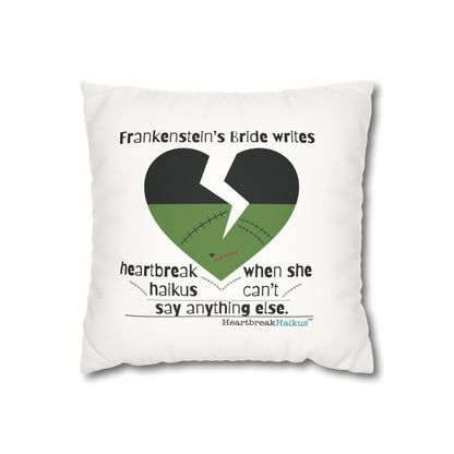 Frankenstein's Bride Writes Heartbreak Haikus - Faux Suede Square Pillowcase (in Snow White)