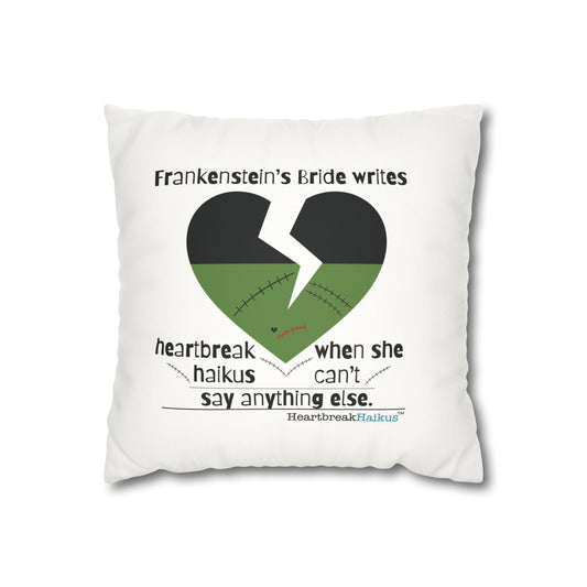 Frankenstein's Bride Writes Heartbreak Haikus - Faux Suede Square Pillowcase (in Snow White)