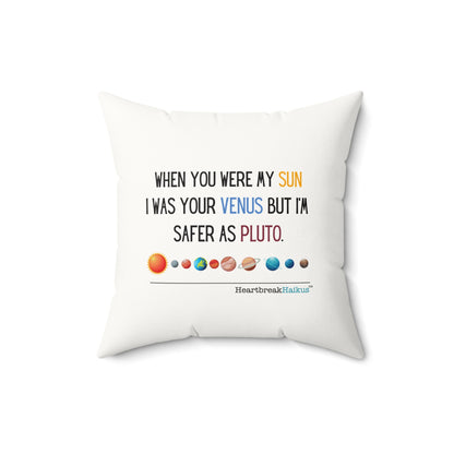 Safer as Pluto Haiku - Faux Suede Square Pillow