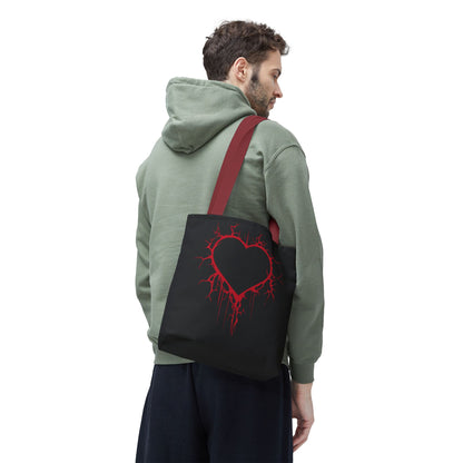 Cracked Heart Tote Bag (in Crimson) - (The Only Hearts Collection)