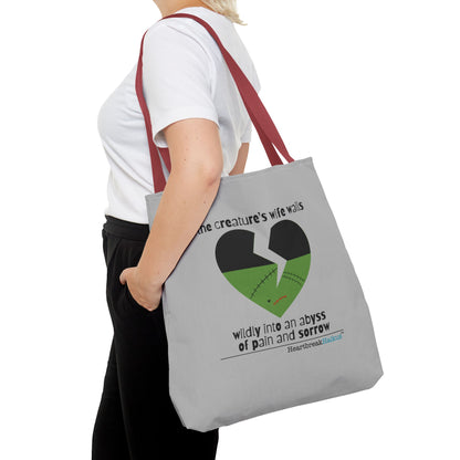 The Creature's Wife Wails Wildly Frankenstein Haiku - Tote Bag (dual-sided print in light grey)