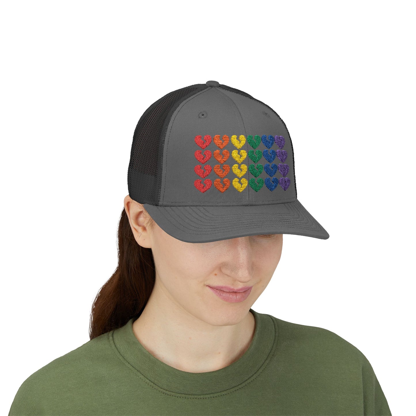 Rainbow Heartbreak Collection - Embroidered Trucker Hat (Only Hearts Collection)