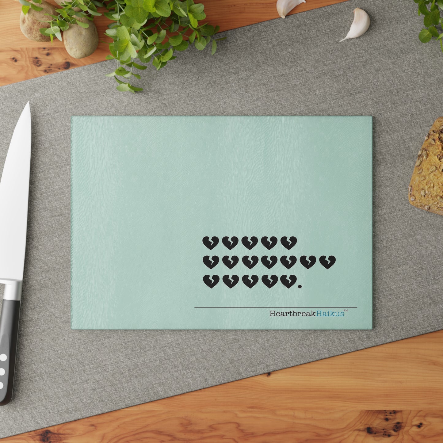 Hieroglyph Heartbreak Haiku Glass Cutting/Charcuterie/Serving Board