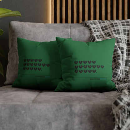 Hieroglyph Heartbreak Haiku - Faux Suede Square Pillowcase (in Evergreen)