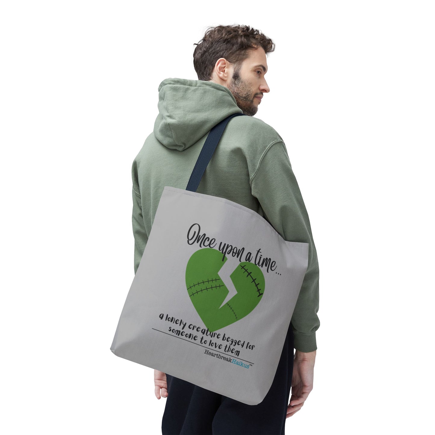 A Lonely Creature Begged Frankenstein Haiku - Tote Bag (Dual-sided print in light grey)