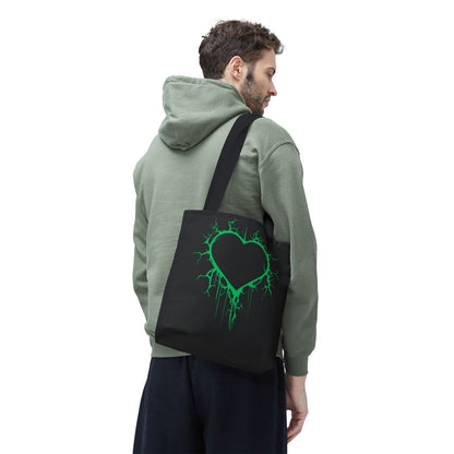 Lightning-Cracked Heart Tote Bag (in Electric Wicked Green) - (The Only Hearts Collection)
