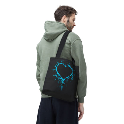 Lightning-Cracked Heart Tote Bag (in Electric Blue) - (The Only Hearts Collection)