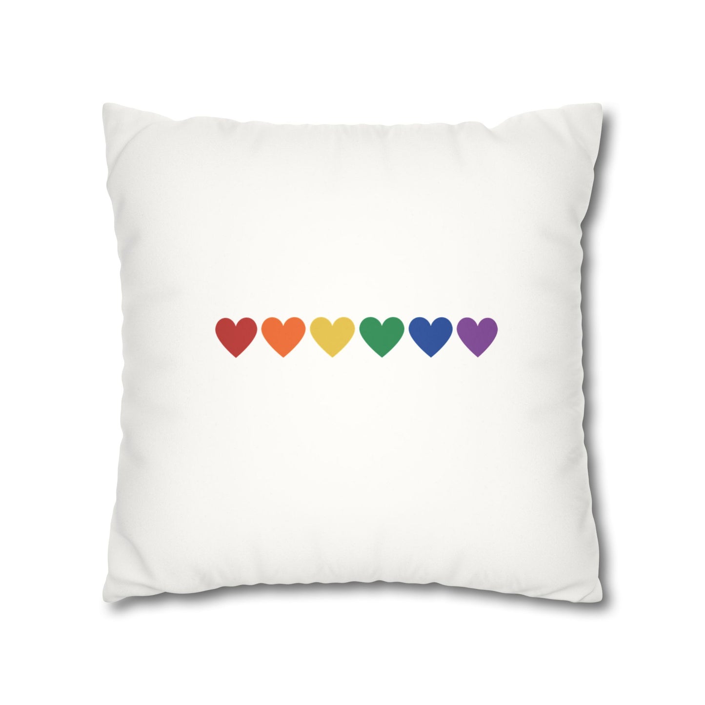 Rainbow Hearts on White - Faux Suede Square Pillowcase (Only Hearts Collection)
