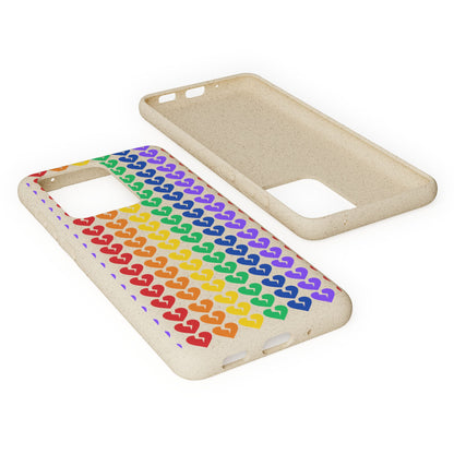 Rainbow Hearts Collection Pattern - Biodegradable Phone Case, Eco-Friendly Phone Cover (Only Hearts Collection)