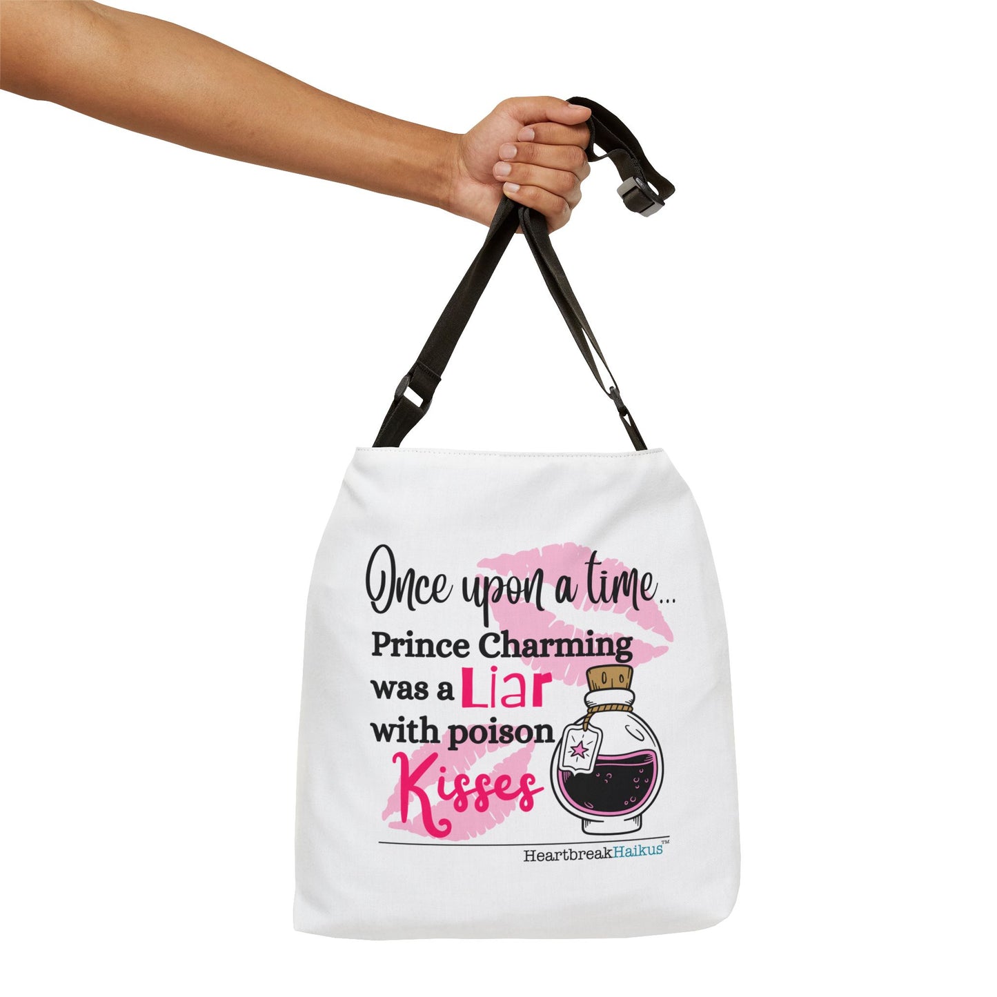 Prince Charming's Poison Kisses Haiku. Adjustable Tote Bag