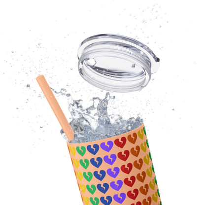 Only Hearts - Skinny Tumbler with Eco-Friendly, Reusable, Matching Straw, 20oz (Rainbow Heartbreak Collection)