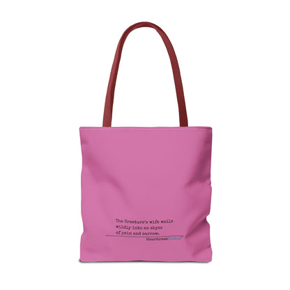 The Creature's Wife Wails Wildly Frankenstein Haiku - Tote Bag (dual-sided print in Candy Pink)
