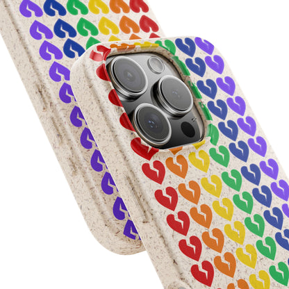 Rainbow Hearts Collection Pattern - Biodegradable Phone Case, Eco-Friendly Phone Cover (Only Hearts Collection)