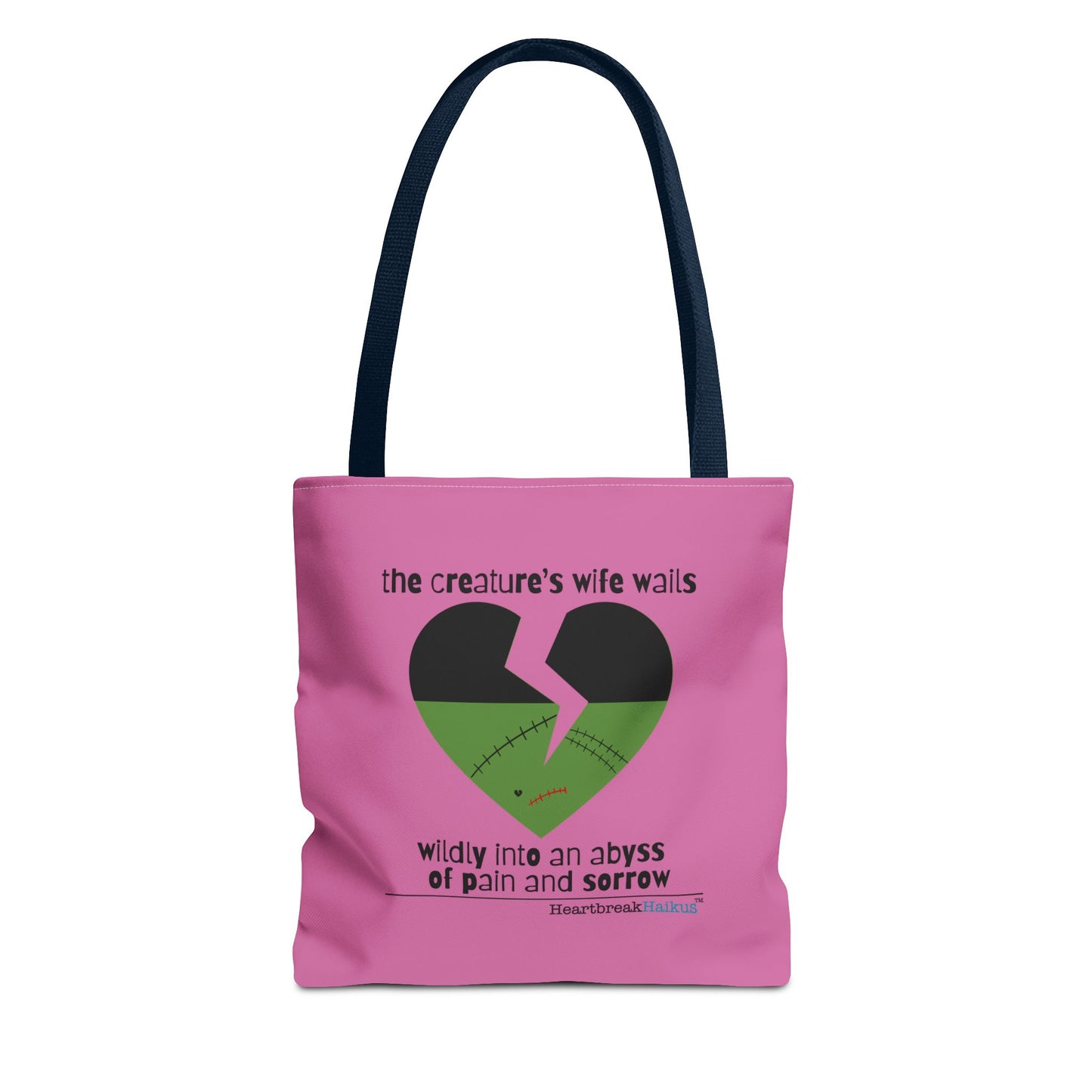 The Creature's Wife Wails Wildly Frankenstein Haiku - Tote Bag (dual-sided print in Candy Pink)
