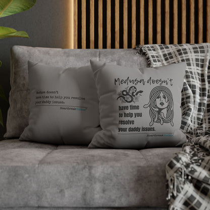 Medusa and Your Daddy Haiku - Faux Suede Square Pillowcase in Stone Grey