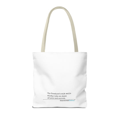 The Creature's Wife Wails Wildly Frankenstein Haiku - Tote Bag (Dual-sided print in Snow White)