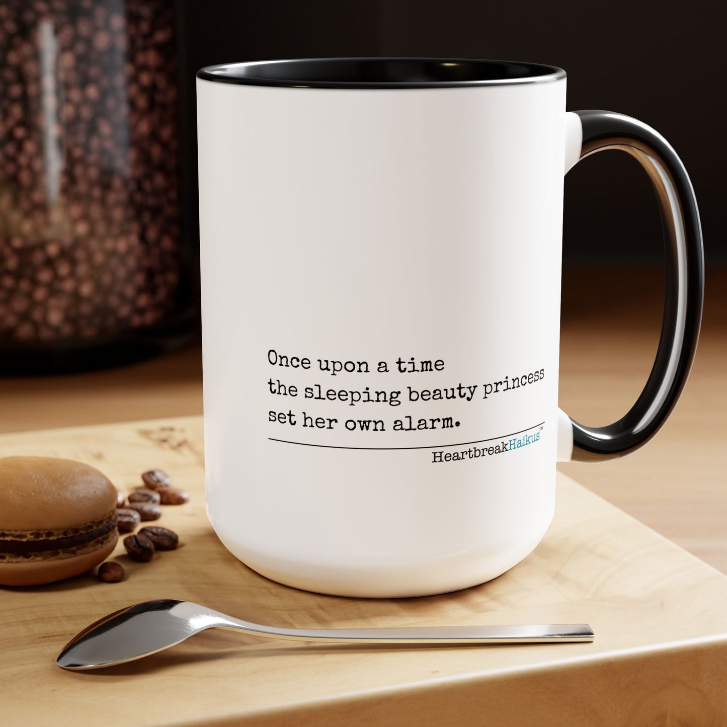 Sleeping Beauty's Alarm - Text-Only, Two-Tone, Coffee Mug, 15oz - Dual-Sided Printing