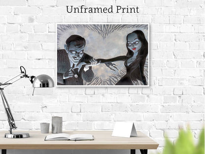 Morticia and Gomez Addams Valentine Lust - Art Print by Bob Lizarraga