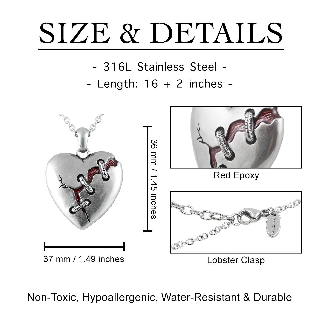 Stitched Heart Necklace - Cure For A Broken Heart