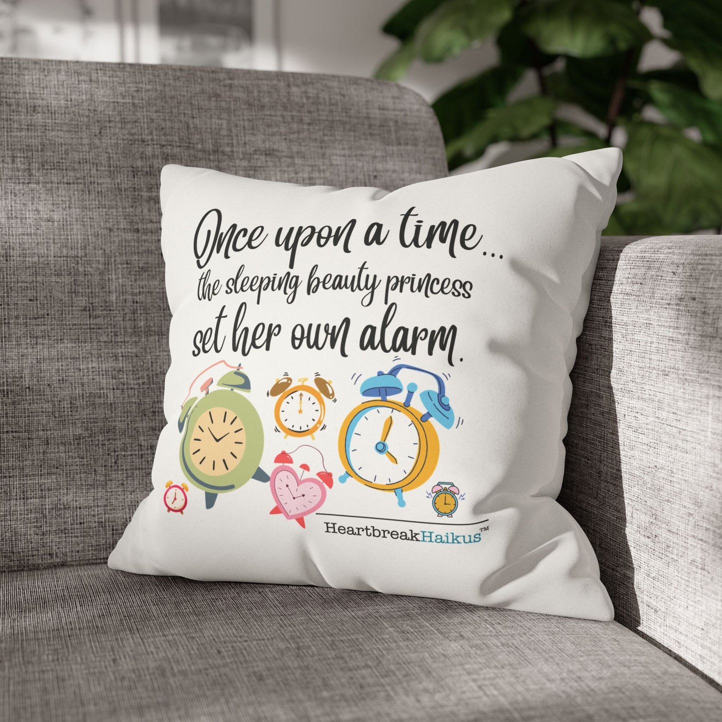 "Sleeping Beauty's Alarm" Faux Suede Square Pillowcase