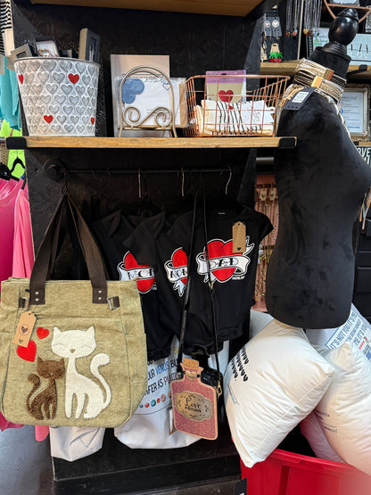 Lovely Cats With Faux Fur And Studs Tote Bag