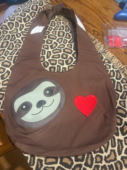Sleepyville Critters - Hang Loose Sloth Hobo Bag in Canvas Material w. Heart Patch