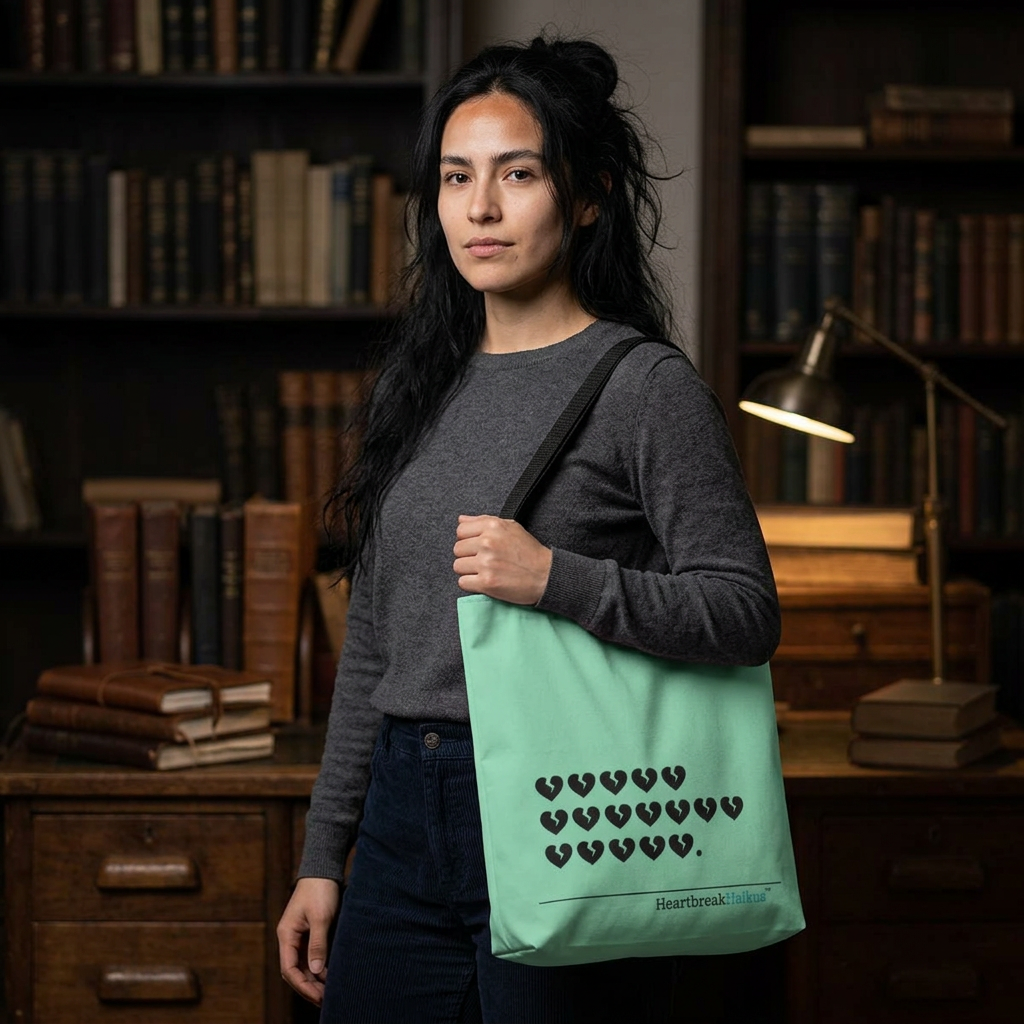 "Hieroglyph Heartbreak Haiku" Tote Bag (in Spearmint)