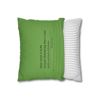 Prince Charming's Poison Kisses - Faux Suede Square Pillowcase (in Wicked Green)