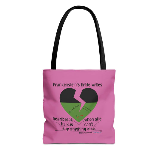Frankenstein's Bride Writes Heartbreak Haikus - Tote Bag (Dual-sided print in Candy Pink)