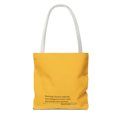 Warning: Dangerous Special Man Haiku Tote Bag (dual-sided design in Yellow Gold)