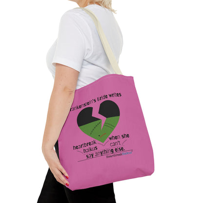 Frankenstein's Bride Writes Heartbreak Haikus - Tote Bag (Dual-sided print in Candy Pink)