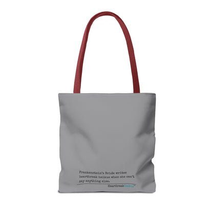 Frankenstein's Bride Writes Heartbreak Haikus - Tote Bag (Dual-sided print in Stone Grey)