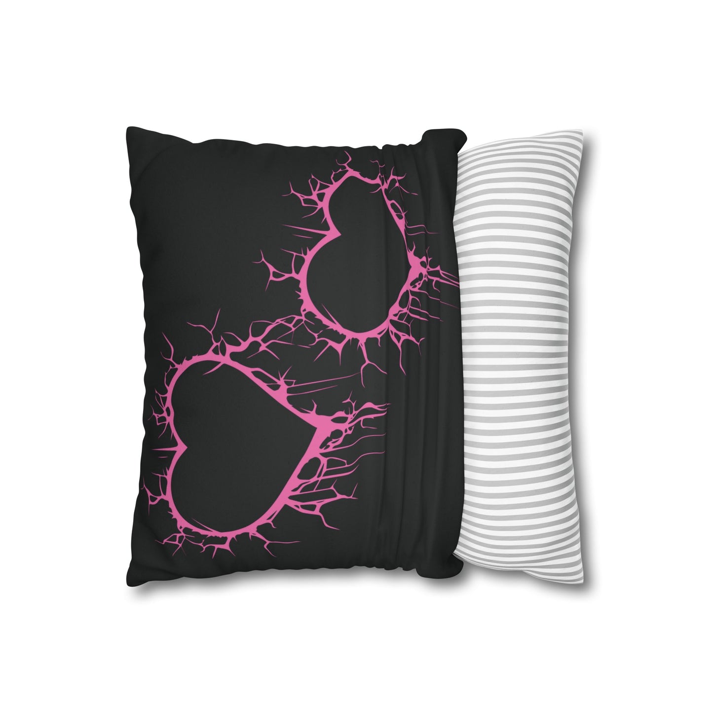 Lightning-Cracked Heart - Faux Suede Square Pillowcase (in Electric Pink)