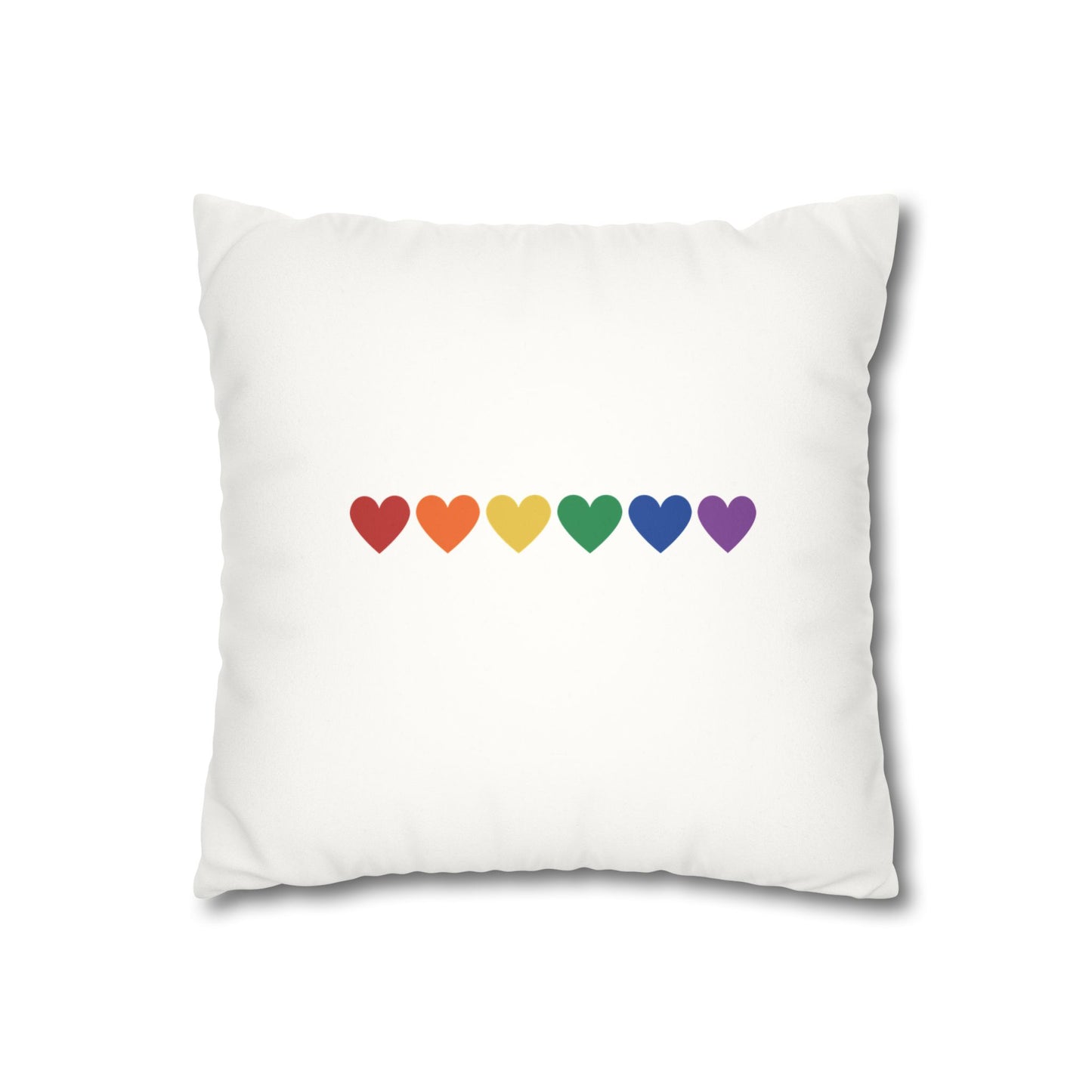Rainbow Hearts on White - Faux Suede Square Pillowcase (Only Hearts Collection)