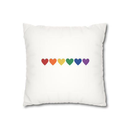 Rainbow Hearts on White - Faux Suede Square Pillowcase (Only Hearts Collection)