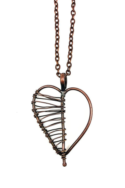 Basketweave Half Woven Heart Pendant Necklace