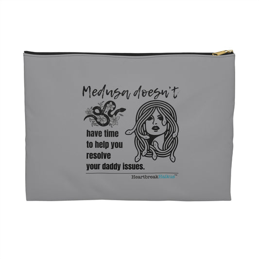 Medusa and Your Daddy Haiku - Accessory Pouch in Stone Grey