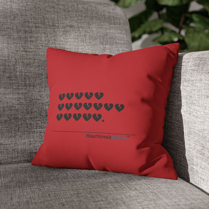 Hieroglyph Heartbreak Haiku - Faux Suede Square Pillowcase (in Crimson Red)