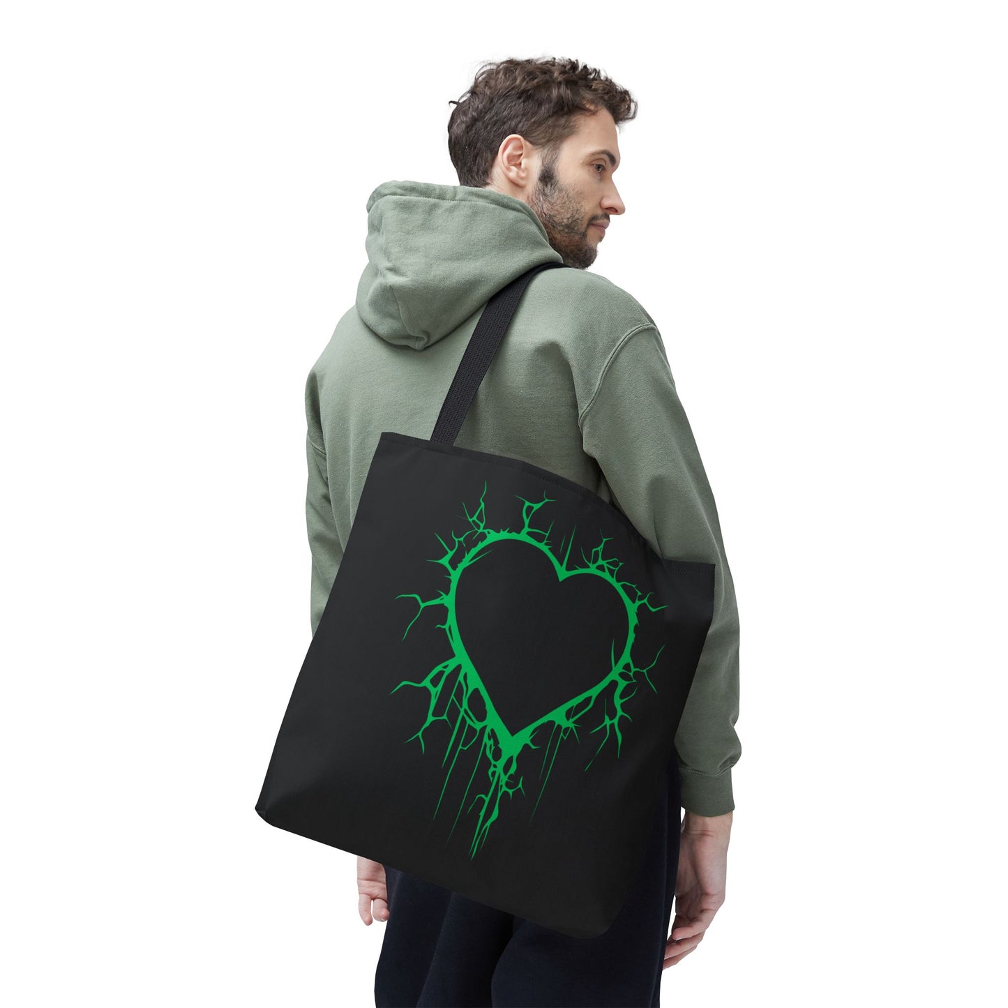 Lightning-Cracked Heart Tote Bag (in Electric Wicked Green) - (The Only Hearts Collection)