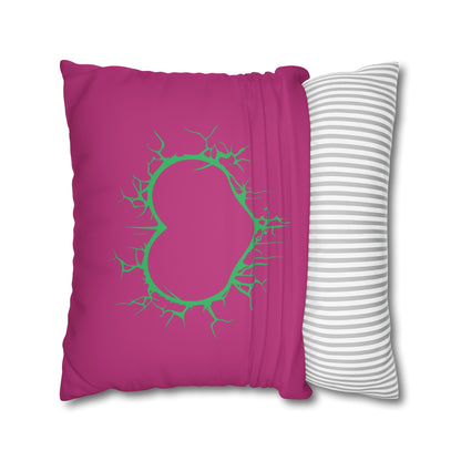 Lightning-Cracked Hearts - Faux Suede Square Pillowcase (in Pink and Wicked Green)