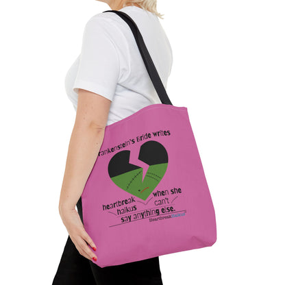 Frankenstein's Bride Writes Heartbreak Haikus - Tote Bag (Dual-sided print in Candy Pink)