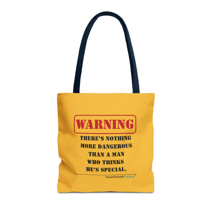 Warning: Dangerous Special Man Haiku Tote Bag (dual-sided design in Yellow Gold)