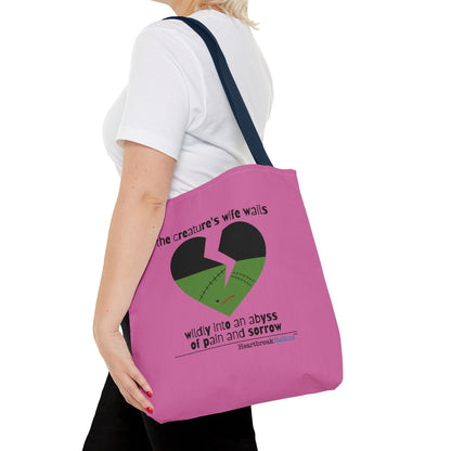 The Creature's Wife Wails Wildly Frankenstein Haiku - Tote Bag (dual-sided print in Candy Pink)