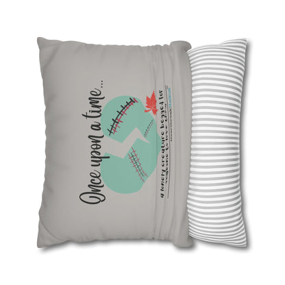 A Lonely Creature Begged Frankenstein Haiku - Faux Suede Square Pillowcase (in Light Grey) (Frankenstein 2025 Makeover)