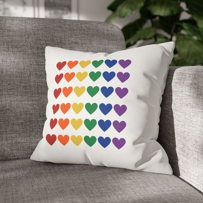 Rainbow Hearts on White - Faux Suede Square Pillowcase (Only Hearts Collection)