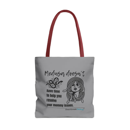 Medusa and Your Mommy Haiku - Tote Bag (Dual-sided print in Stone Grey)
