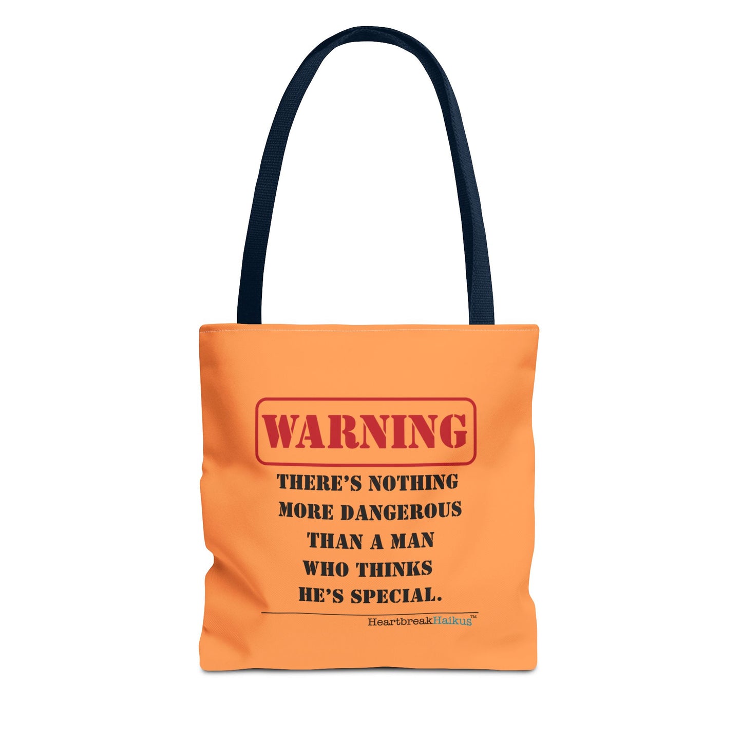Warning: Dangerous Special Man Haiku Tote Bag (dual-sided design in Orange Tangerine)
