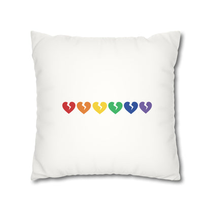 Rainbow Broken Hearts - Faux Suede Square Pillowcase (Only Hearts Collection)